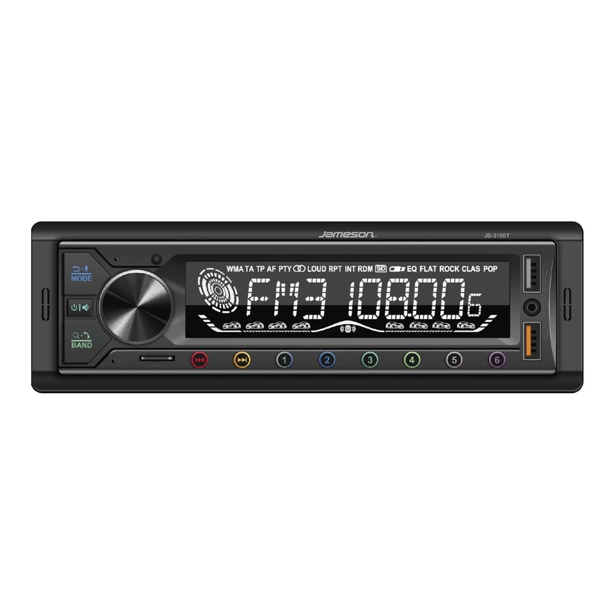 Jameson JS-316BT Bluetoothlu Çift USBli Hafıza Kartlı Oto Teyp